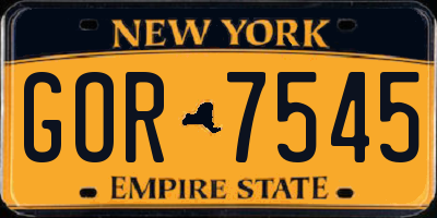 NY license plate GOR7545