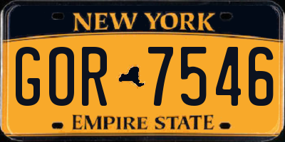 NY license plate GOR7546