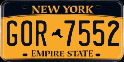 NY license plate GOR7552