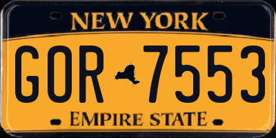 NY license plate GOR7553