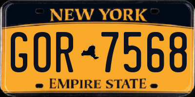 NY license plate GOR7568