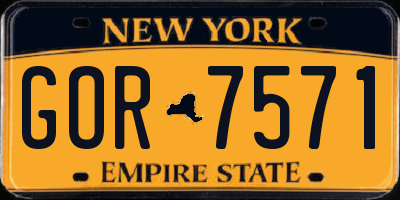 NY license plate GOR7571