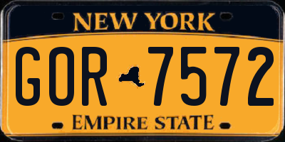 NY license plate GOR7572