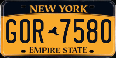 NY license plate GOR7580