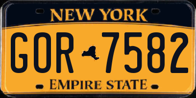 NY license plate GOR7582