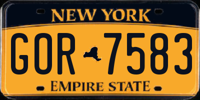 NY license plate GOR7583