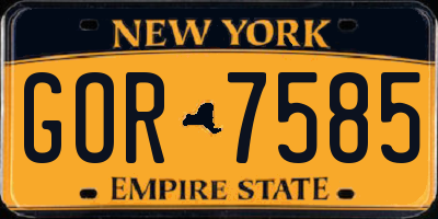 NY license plate GOR7585