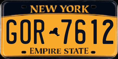 NY license plate GOR7612