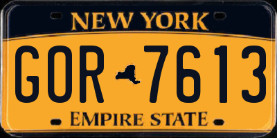 NY license plate GOR7613