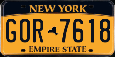 NY license plate GOR7618