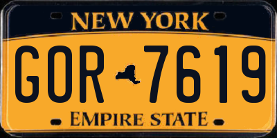 NY license plate GOR7619