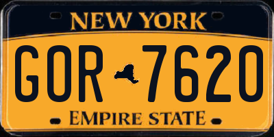 NY license plate GOR7620