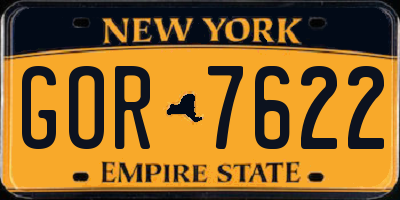 NY license plate GOR7622