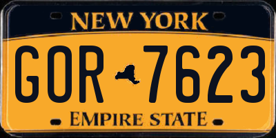 NY license plate GOR7623
