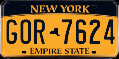 NY license plate GOR7624