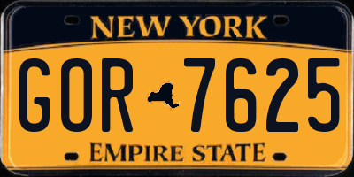 NY license plate GOR7625