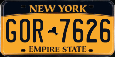 NY license plate GOR7626