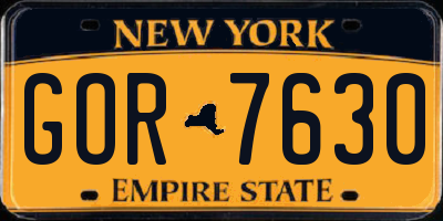 NY license plate GOR7630