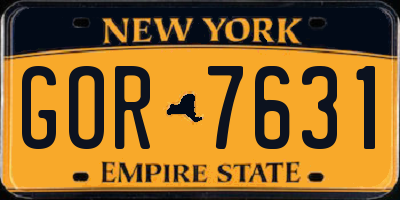 NY license plate GOR7631
