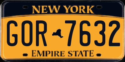 NY license plate GOR7632