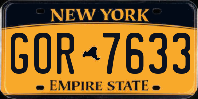 NY license plate GOR7633