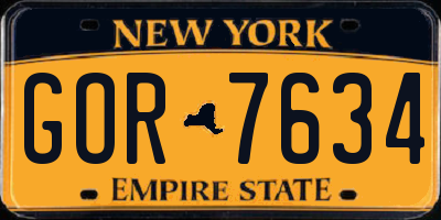 NY license plate GOR7634