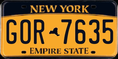 NY license plate GOR7635