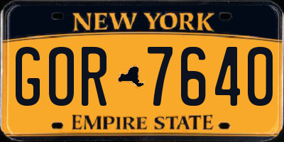 NY license plate GOR7640