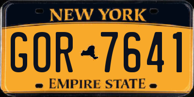 NY license plate GOR7641