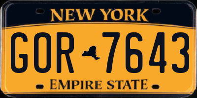NY license plate GOR7643