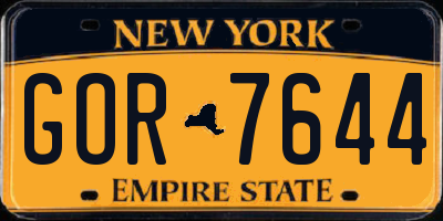 NY license plate GOR7644
