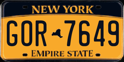 NY license plate GOR7649