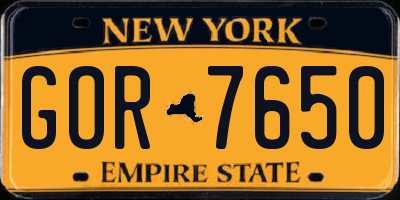 NY license plate GOR7650