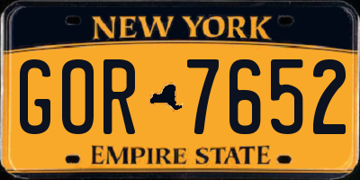 NY license plate GOR7652