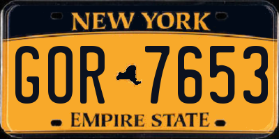 NY license plate GOR7653