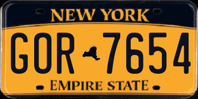 NY license plate GOR7654