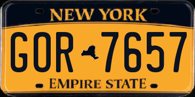 NY license plate GOR7657