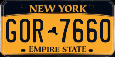 NY license plate GOR7660