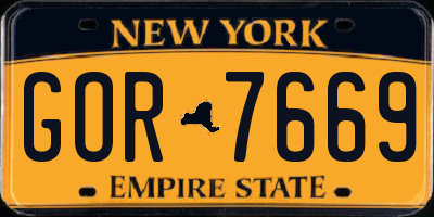 NY license plate GOR7669
