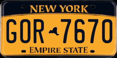 NY license plate GOR7670
