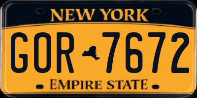 NY license plate GOR7672