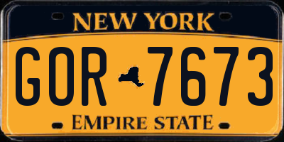 NY license plate GOR7673
