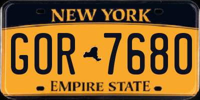 NY license plate GOR7680