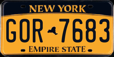NY license plate GOR7683