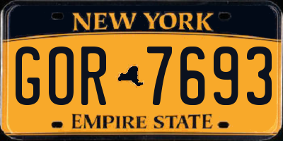 NY license plate GOR7693