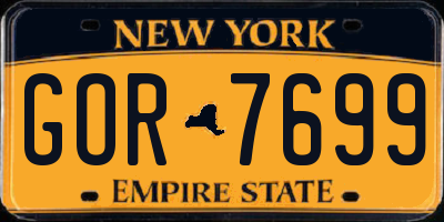 NY license plate GOR7699