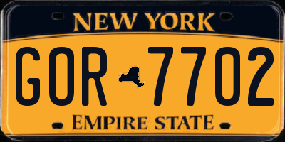 NY license plate GOR7702