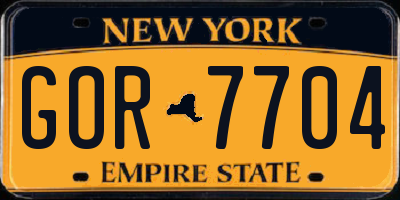 NY license plate GOR7704