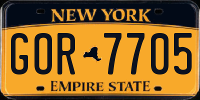 NY license plate GOR7705