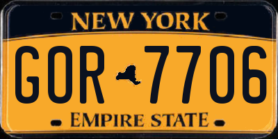NY license plate GOR7706